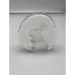Crystal Aer Glass Rabbit Image has matte incised rabbit image